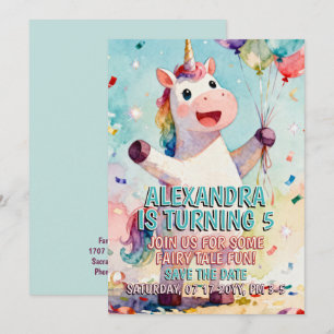 Child Birthday Animals - Cute Unicorn 1 Save The Date