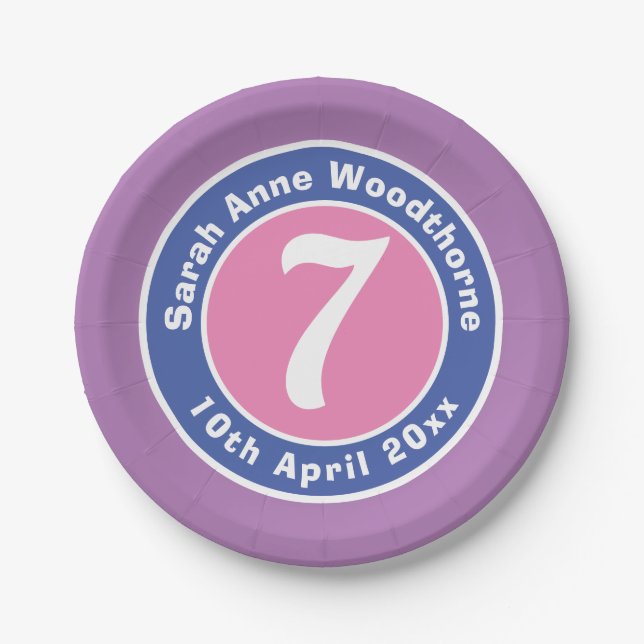 Child Birthday Party Celebration with Age Paper Plate (Front)