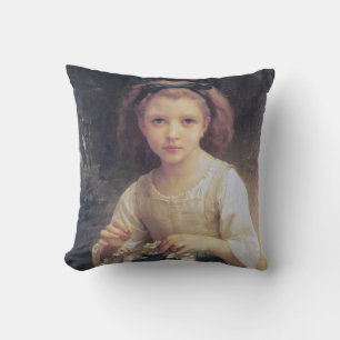Child Braiding a Crown, Bouguereau Cushion