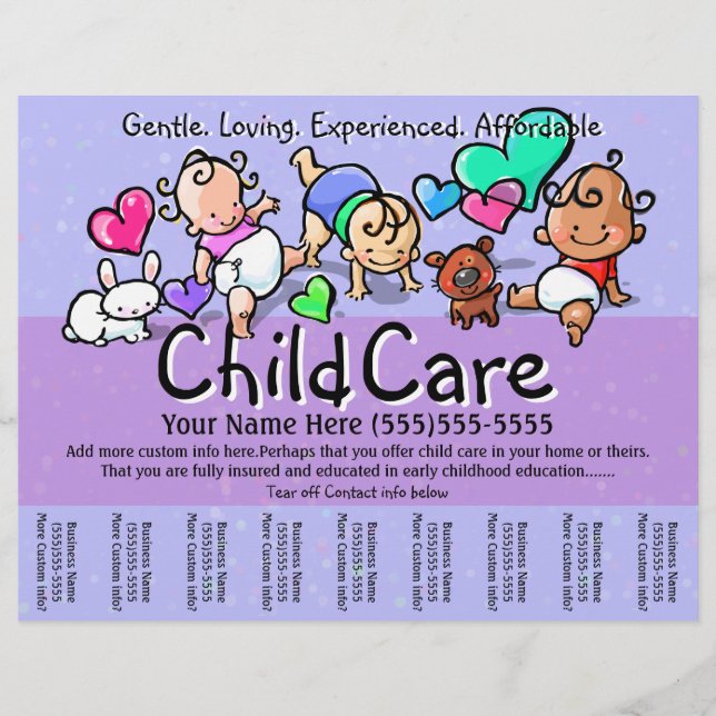 Child Care.Babysitting.Day Care.Custom text/colour Flyer (Front)