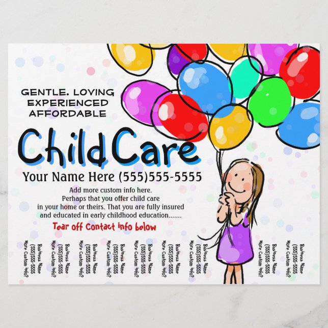 Child Care. Babysitting. Day Care. Promo Flyer (Front)