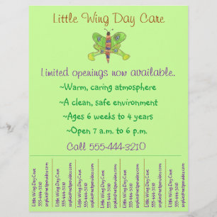 Child care flyer / day care flyer w/ tear-off info
