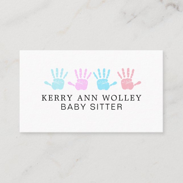 Child Care Nanny Babysitter Colourful Funky Cool Business Card (Front)