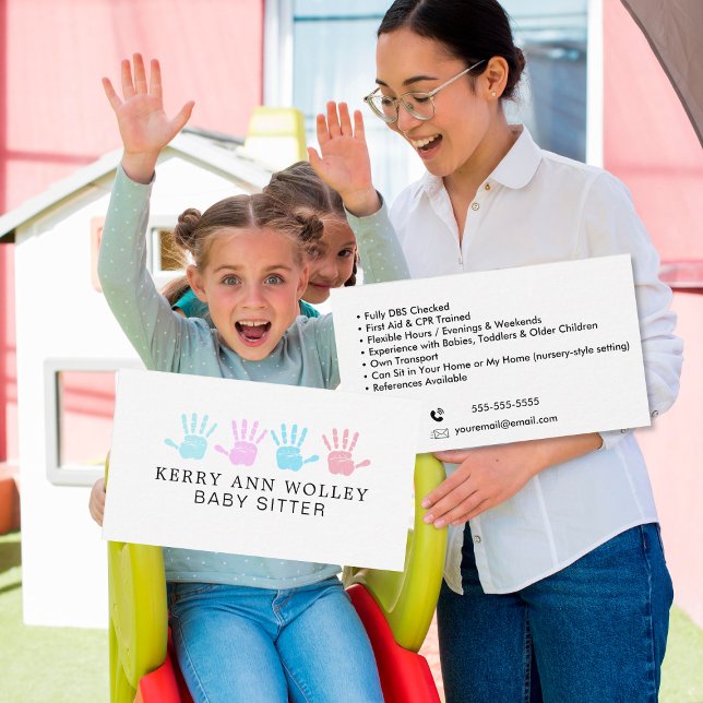 Child Care Nanny Babysitter Colourful Funky Cool Business Card (Creator Uploaded)
