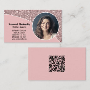Child Care Specialist Custom Photo QR Code  Business Card