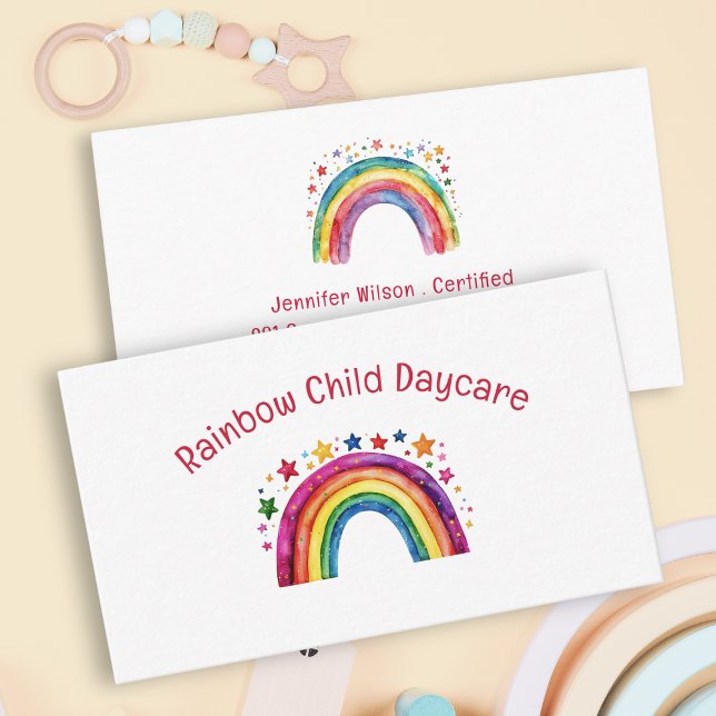 Child Daycare Childcare Service Rainbow Business Card (Creator Uploaded)