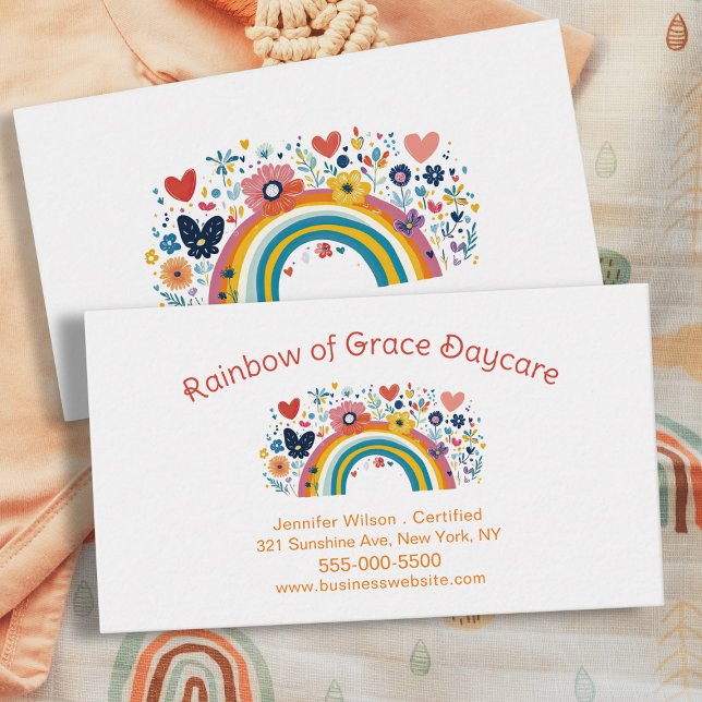 Child Daycare Rainbow Childcare Centre Service Business Card (Creator Uploaded)