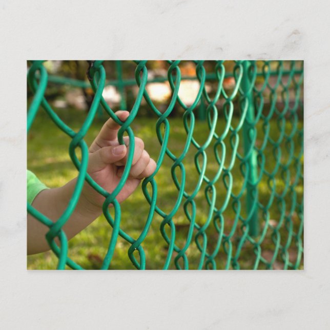 Child finger on fence postcard (Front)