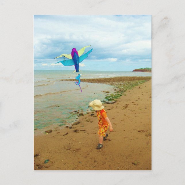 Child Flying Kite Postcard (Front)