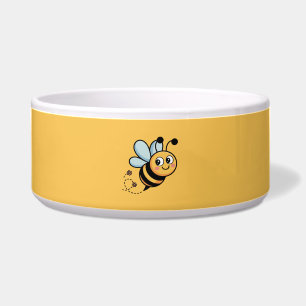 Child-Friendly Bee Mascot with Dotted Trail