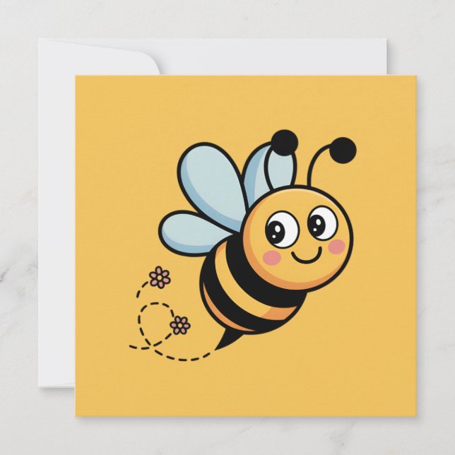 Child-Friendly Bee Mascot with Dotted Trail Invitation (Front)