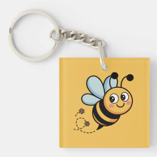 Child-Friendly Bee Mascot with Dotted Trail Key Ring