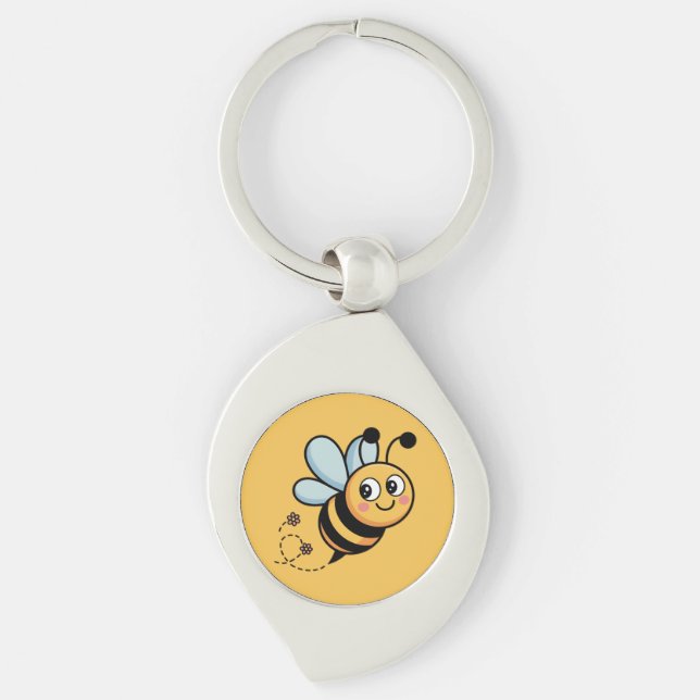 Child-Friendly Bee Mascot with Dotted Trail Key Ring (Front)
