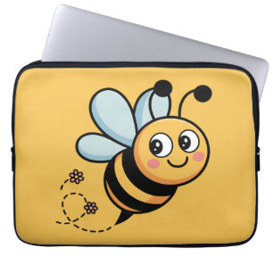Child-Friendly Bee Mascot with Dotted Trail Laptop Sleeve