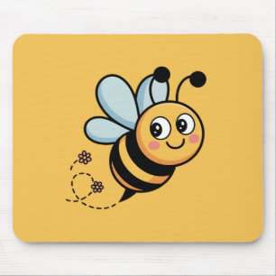 Child-Friendly Bee Mascot with Dotted Trail Mouse Pad