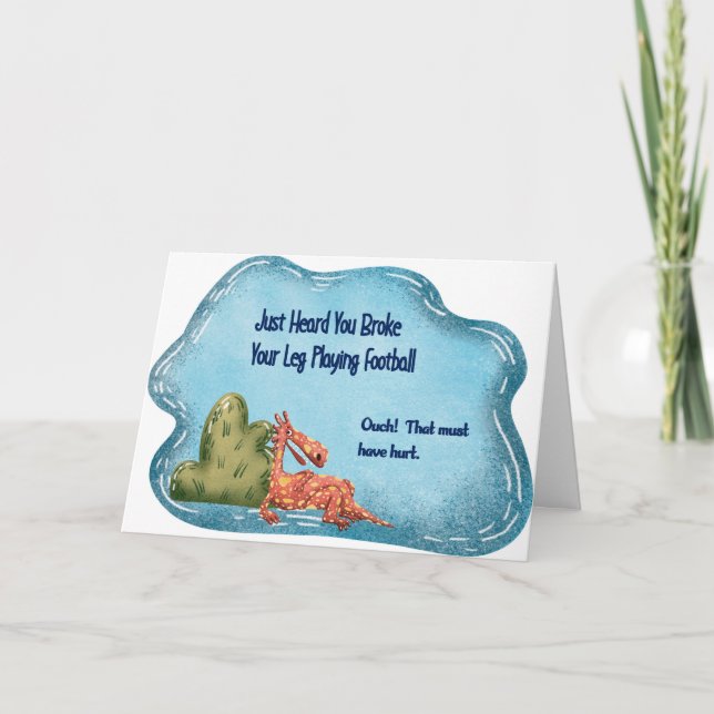 Child Get Well Broken Leg Playing Football Card (Front)