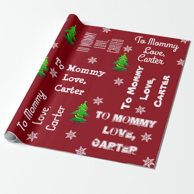 Child Giving Gift Personalised Christmas Wrapping Paper (Unrolled)