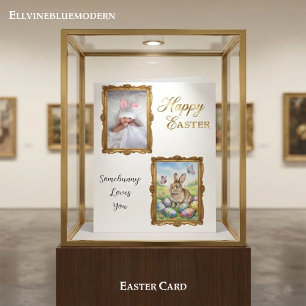 Child Handwriting Photo Easter Vintage Gold Frames Card