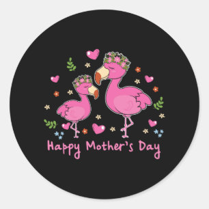 Child Happy Mothers Day Flamingo Bird Graphic Cute Classic Round Sticker