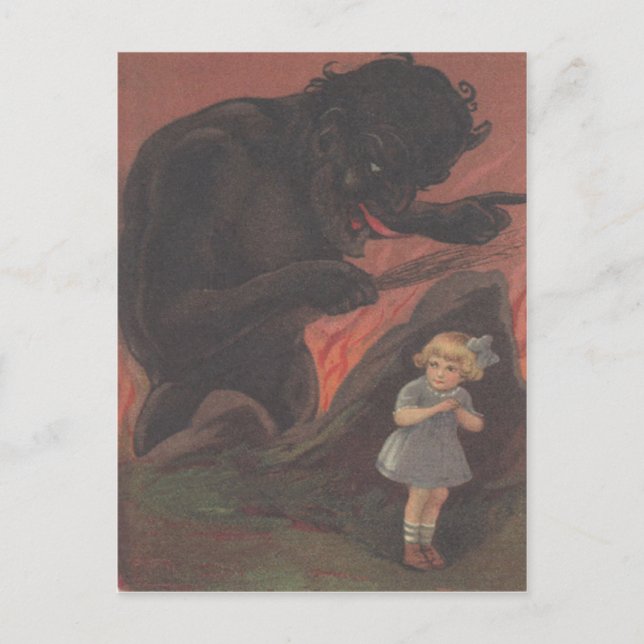Child Hiding From Krampus Postcard (Front)