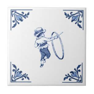 Child Hoop Game Kids Toy Delft Corner Blue & White Ceramic Tile