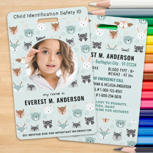 Child ID Emergency Identification Cute Kids Photo Badge