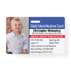 Child ID Identification Emergency Allergy Photo