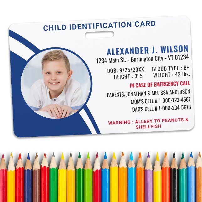 Child Identification Custom Photo Emergency ID ID Badge (Creator Uploaded)