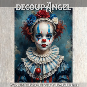 Child in a Clown Costume - Decoupage - Tissue Paper