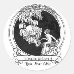 Child in Moonlight - D S Walker Illustration Classic Round Sticker