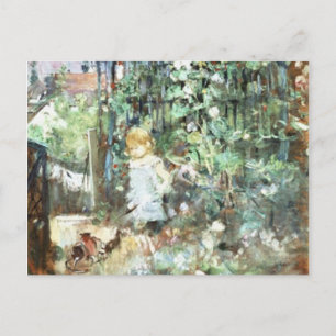 Child in Rose Garden, Berthe Morisot Fine Art Postcard