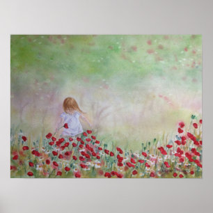 Child In the field of flowers Poster