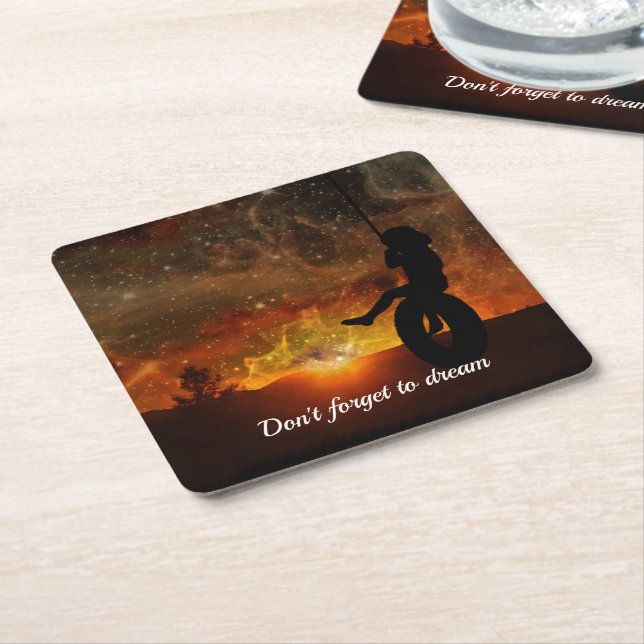 Child In Tire Swing Paper Coaster (Angled)