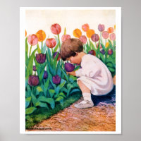 Child in Tulip Flower Garden, Jessie Willcox Smith