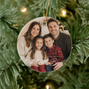 Child Is Born Christmas Photo Bible Verse Ceramic Ornament