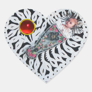 Child Jesus,Antique Christmas Heart Paper Carving Heart Sticker