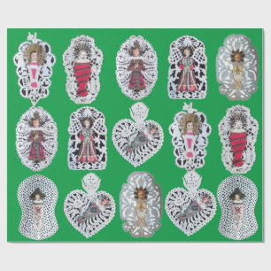 Child Jesus,Antique Christmas Paper Carving, Green