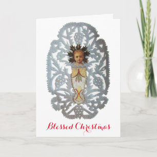 Child Jesus,Antique Christmas Paper Carving Holiday Card