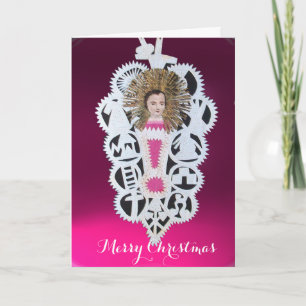 Child Jesus,Antique Christmas Paper Carving Holiday Card