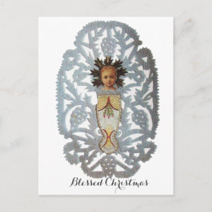 Child Jesus,Antique Christmas Paper Carving Holiday Postcard