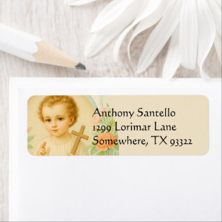 Child Jesus Floral Religious Catholic Return Address Label
