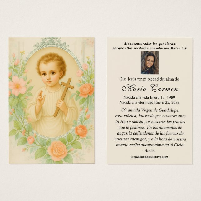 Child Jesus Guadalupe Spanish Funeral Prayer (Front & Back)