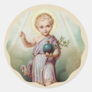 Child Jesus holding the world Classic Round Sticker