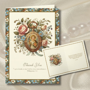 Child Jesus in Vintage Floral Locket with Roses  Card
