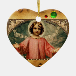 CHILD JESUS WITH ANGELS, Parchment Ceramic Ornament