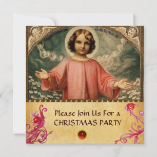 CHILD JESUS WITH ANGELS,  Parchment Invitation