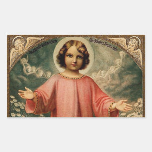 CHILD JESUS WITH ANGELS, RECTANGULAR STICKER