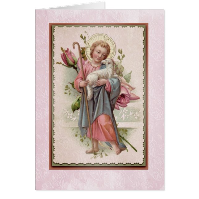 Child Jesus with Lamb Pink Roses Religious (Front)