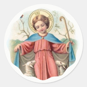 Child Jesus with Lambs Classic Round Sticker