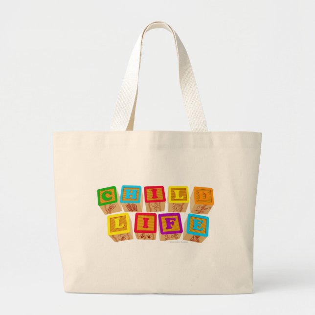 Child Life Blocks totebag Large Tote Bag (Front)